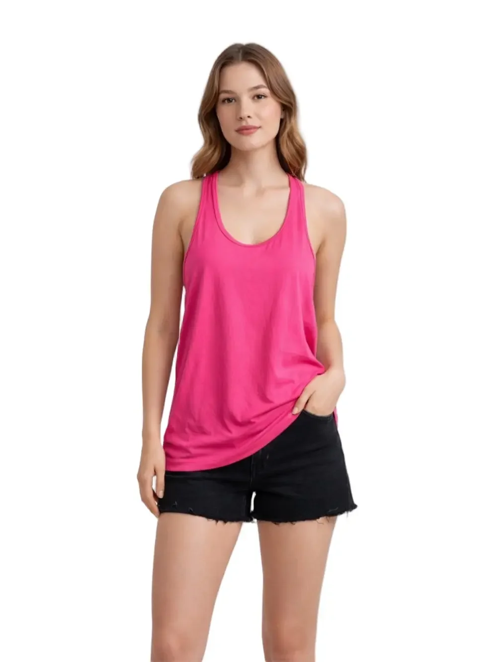 hot pink Racerback Tank Top - Picture 1 of 6